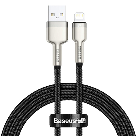 Кабель USB - Lightning для зарядки iPhone 1 м 2.4А плетеный Baseus Cafule Metal Data черно-серебристый