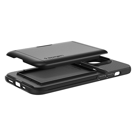 Чехол для iPhone 14 Pro гибридный со слотом для карты Spigen Slim Armor CS черный