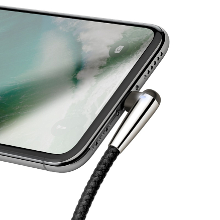 Кабель USB - Lightning для зарядки iPhone 2 м 1.5А плетеный с угловым штекером Baseus Sharp-bird черный