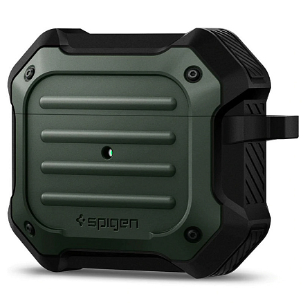 Чехол для наушников AirPods 3 силиконовый с карабином Spigen Tough Armor хаки