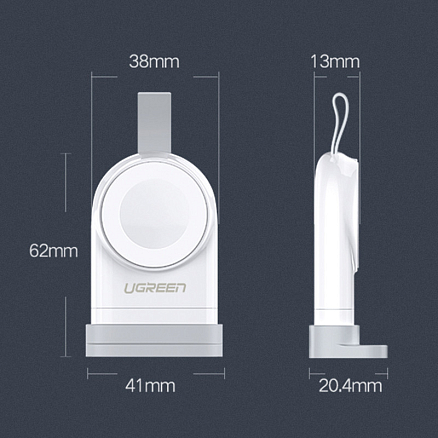 Беспроводная зарядка для Apple Watch магнитная MFi Ugreen CD144 белая