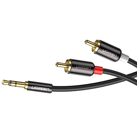 Кабель 3,5 мм - 2RCA тюльпаны (папа - папа) 1 м Ugreen AV116