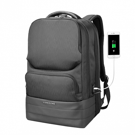 Рюкзак Kingsons KS3193W с отделением для ноутбука до 15,6 дюйма и USB портом черный