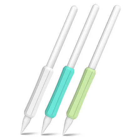 Держатель для Apple Pencil 1, 2, Huawei M-Pencil силиконовый Stoyobe бирюзовый, зеленый, белый 3 шт.