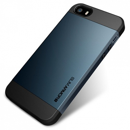 Чехол для iPhone 5, 5S, SE гибридный тонкий Spigen SGP Slim Armor S черно-графитовый