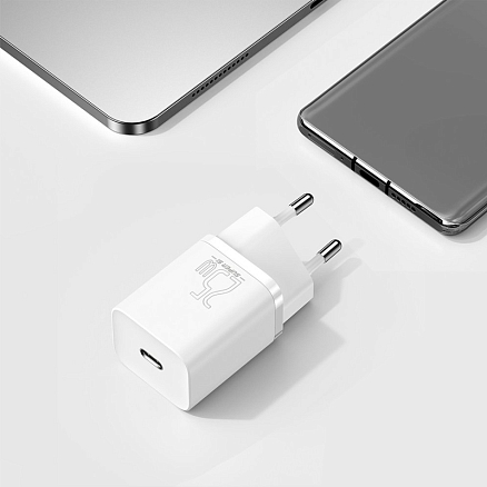 Зарядное устройство сетевое Type-C 25W с кабелем Baseus Super Si TZCCSUP-L02 (быстрая зарядка PD) белое