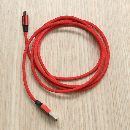 Кабель USB - MicroUSB для зарядки 1,5 м 2A плетеный Baseus Yiven красный