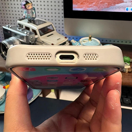 Чехол для iPhone 15 гибридный DIY с NFC E-ink дисплеем белый