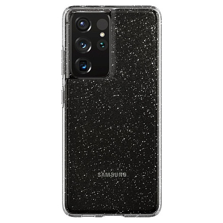Чехол для Samsung Galaxy S21 Ultra гелевый с блестками Spigen SGP Liquid Crystal Glitter прозрачный