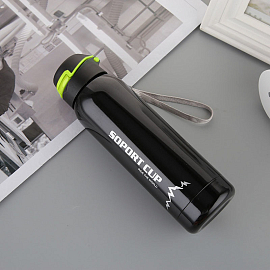 Бутылка для воды спортивная с трубочкой Sporty 500 мл черная