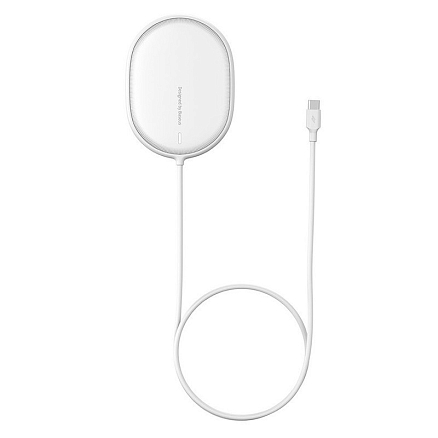 Беспроводная магнитная зарядка MagSafe для iPhone 15W с Type-C Baseus Light BS-W518 белая