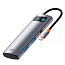 Хаб (разветвитель) Type-C - HDMI, 2 х USB 3.0, Type-C, Type-C PD, SD, microSD Baseus Gleam Series серый
