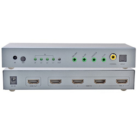 HDMI Switch на 4 порта 4Kx2K (4 входа на 1 выход) + Audio (7.1, SPDIF Toslink, Coaxial) Dtech DT-7041