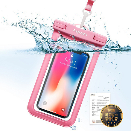 Водонепроницаемый чехол для телефона до 6 дюймов Spigen SGP A600 розовый