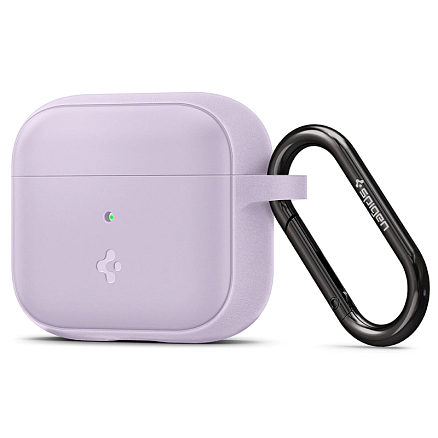 Чехол для наушников AirPods 3 силиконовый с карабином Spigen Silicone Fit фиолетовый