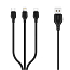 Кабель USB - MicroUSB, Lightning, Type-C 1 м 2.1A XO NB103 черный
