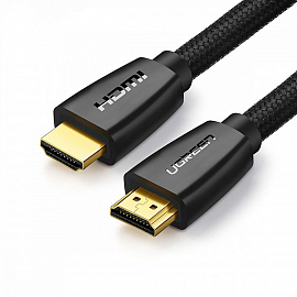 Кабель HDMI - HDMI (папа - папа) длина 1,5 м версия 2.0 4K 60Hz плетеный Ugreen HD118 черный