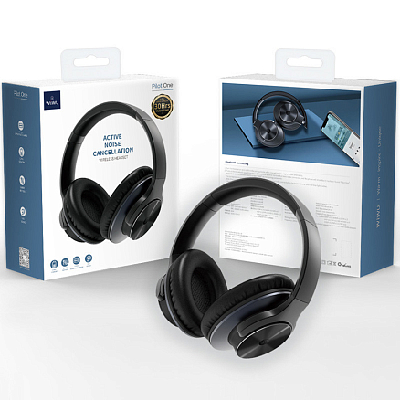 Наушники беспроводные Bluetooth WiWU Pilot One накладные с микрофоном и шумоподавлением черные