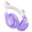 Наушники беспроводные Hoco W42 накладные с ушками и подсветкой фиолетовые
