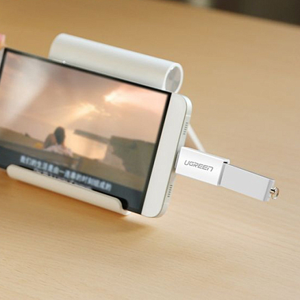 Переходник Type-C - USB 3.0 (папа - мама) Ugreen US173 белый