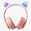 Наушники беспроводные Miru Cat EP-W10 полноразмерные с ушками и подсветкой розовые + портативная колонка Defender Enjoy S600 10W