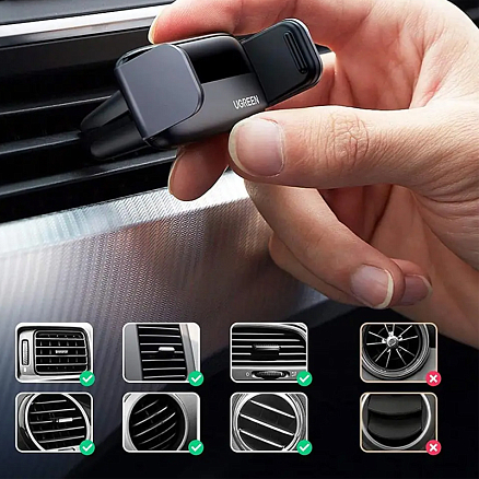 Держатель автомобильный в решетку обдува Ugreen LP120-10422 черный
