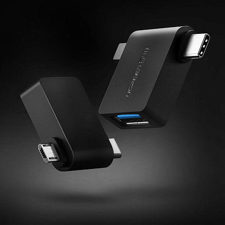Переходник Type-C, MicroUSB - USB 3.0 хост OTG Ugreen 30453 черный