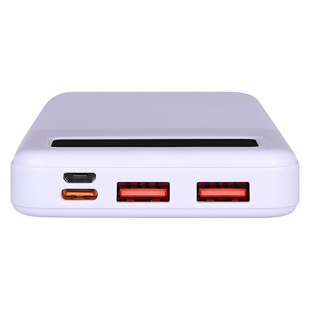Внешний аккумулятор TFN Porta с дисплеем 20000мАч (2 x USB, Type-C, microUSB, быстрая зарядка, 22.5Вт) фиолетовый