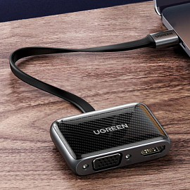 Переходник (преобразователь) Type-C - HDMI 4K 60Hz, VGA (папа - мама, мама) Ugreen CM303 черный