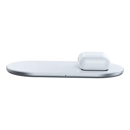 Беспроводная зарядка 2-в-1 для телефона и AirPods Baseus Simple (быстрая зарядка) белая