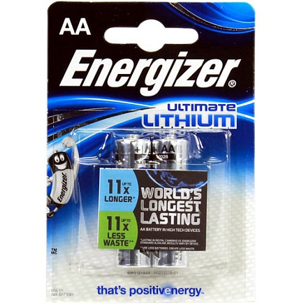 Батарейка FR6 Lithium (пальчиковая большая AA) Energizer Ultimate 2шт.