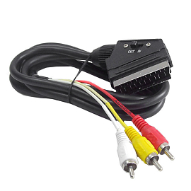Кабель SCART - 3RCA (тюльпаны) длина 1,8 м с переключателем Cablexpert CCV-519 черный