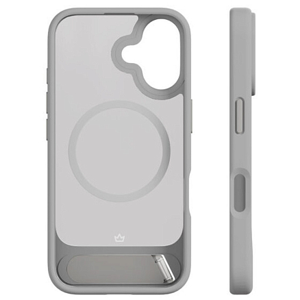Чехол для iPhone 16 гибридный с подставкой VLP Reels Magsafe прозрачно-серый