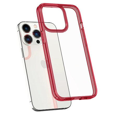 Чехол для iPhone 13 Pro гибридный Spigen SGP Ultra Hybrid прозрачно-красный