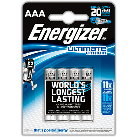 Батарейка FR03 Lithium (пальчиковая маленькая AAA) Energizer Ultimate упаковка 4 шт.