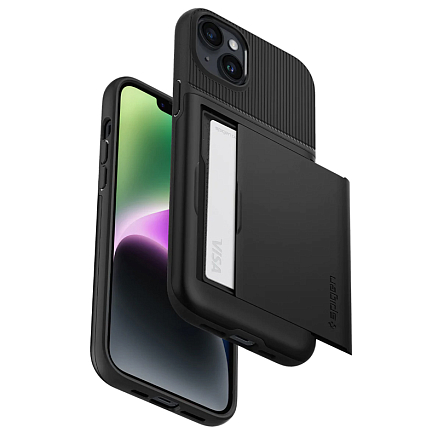 Чехол для iPhone 14 Plus гибридный со слотом для карты Spigen Slim Armor CS черный