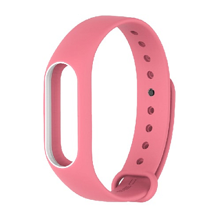 Сменный браслет для Xiaomi Mi Band 2 силиконовый Teamyo розовый с белым