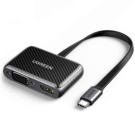 Переходник (преобразователь) Type-C - HDMI 4K 60Hz, VGA (папа - мама, мама) Ugreen CM303 черный