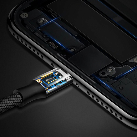 Кабель USB - Lightning для зарядки iPhone 1,8 м 2A плетеный Baseus Yiven черный