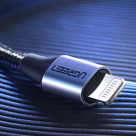 Кабель Type-C - Lightning для зарядки 2 м 3А MFi плетеный Ugreen US304 (быстрая зарядка PD) черный