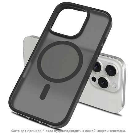 Чехол для iPhone 16 гибридный Matt Case MagSafe прозрачно-черный