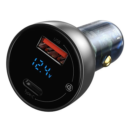 Зарядное устройство автомобильное с USB и Type-C входами 5A 65W Baseus Particular (быстрая зарядка QC 4+, QC 3.0, PD) серебристое