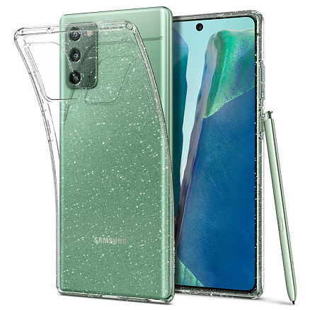 Чехол для Samsung Galaxy Note 20 гелевый с блестками Spigen Liquid Crystal Glitter прозрачный