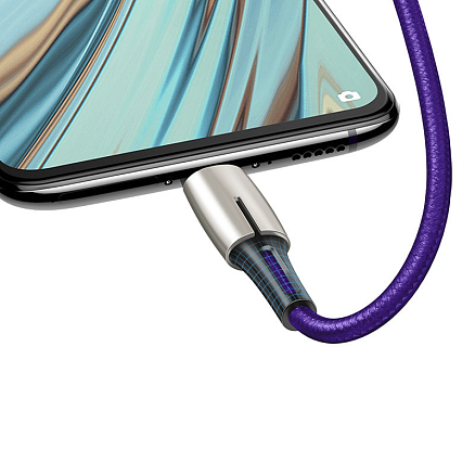 Кабель USB - MicroUSB для зарядки 2 м 4А плетеный Baseus Waterdrop (быстрая зарядка) фиолетовый