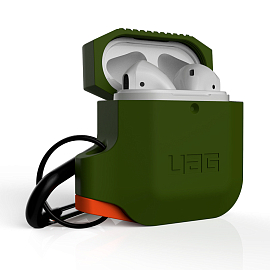 Чехол для наушников AirPods, AirPods 2 силиконовый водонепроницаемый Urban Armor Gear UAG хаки с оранжевым