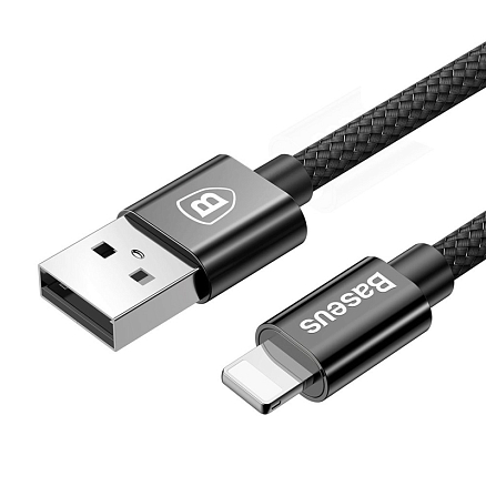 Зарядное устройство автомобильное с двумя USB входами 3.4A и Lightning кабелем Baseus Small Screw (быстрая зарядка QC 3.0) черное