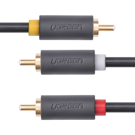 Кабель 3RCA - 3RCA тюльпаны (папа - папа) 1,5 м Ugreen AV105