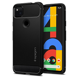 Чехол для Google Pixel 4a гелевый Spigen Rugged Armor черный