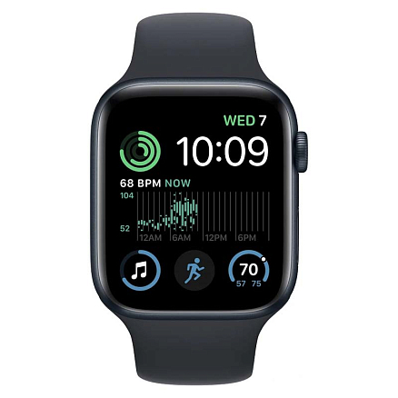Умные часы Apple Watch SE 2 40 мм с силиконовым ремешком M/L алюминиевые полуночные черные