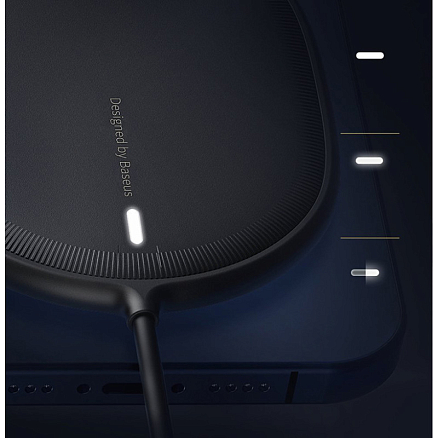 Беспроводная магнитная зарядка MagSafe для iPhone 15W с Type-C Baseus Light BS-W518 черная